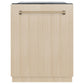 ZLINE Autograph Edition 24 in. Monument Series 3rd Rack Top Touch Control Tall Tub Dishwasher in Custom Panel Ready with Champagne Bronze Handle, 45dBa (DWMTZ-24-CB) front, closed, with custom wood panels.