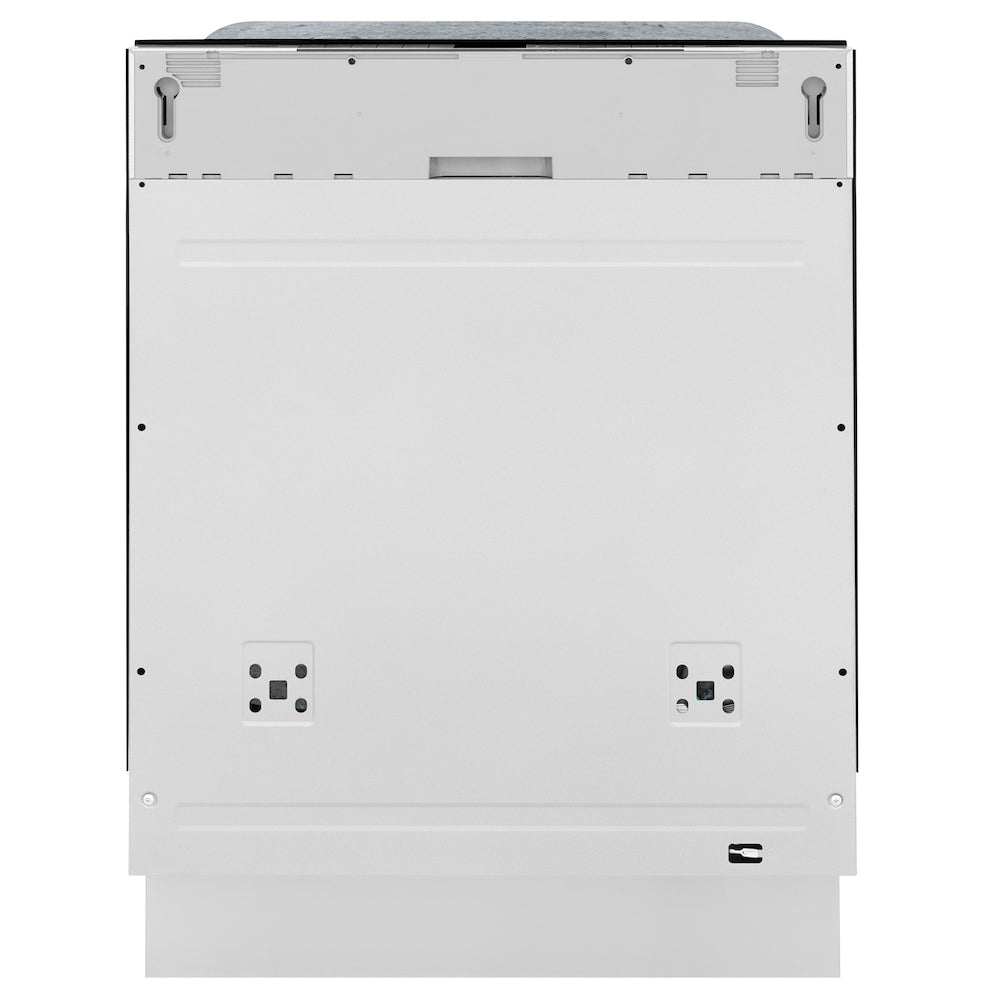 ZLINE Autograph Edition 24 in. Monument Series 3rd Rack Top Touch Control Tall Tub Dishwasher in Custom Panel Ready with Polished Gold Handle, 45dBa (DWMTZ-24-G) front, closed.