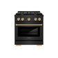 ZLINE Autograph Edition 30 in. 4.2 cu. ft. Paramount Dual Fuel Range with 4 Burner Gas Cooktop and Electric Convection Oven in Black Stainless Steel with Champagne Bronze Accents, Open Box-Great Condition