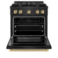 ZLINE Autograph Edition 30 in. 4.2 cu. ft. Paramount Dual Fuel Range with 4 Burner Gas Cooktop and Electric Convection Oven in Black Stainless Steel with Champagne Bronze Accents, Open Box-Good Condition