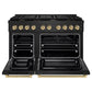 ZLINE Autograph Edition 48 in. 6.7 cu. ft. Paramount Double Oven Dual Fuel Range with 8 Burner Gas Cooktop in Black Stainless Steel and Champagne Bronze Accents, Open Box-Great Condition