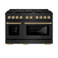 ZLINE Autograph Edition 48 in. 6.7 cu. ft. Paramount Double Oven Dual Fuel Range with 8 Burner Gas Cooktop in Black Stainless Steel and Champagne Bronze Accents, Open Box-Great Condition