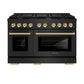 ZLINE Autograph Edition 48 in. 6.7 cu. ft. Paramount Double Oven Dual Fuel Range with 8 Burner Gas Cooktop in Black Stainless Steel and Polished Gold Accents, Open Box-Good Condition