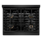 ZLINE Autograph Edition 30 in. 4.2 cu. ft. Paramount Gas Range with 4 Burner Cooktop and Convection Gas Oven in Black Stainless Steel and Champagne Bronze Accents, Open Box-Great Condition