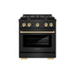 ZLINE Autograph Edition 30 in. 4.2 cu. ft. Paramount Gas Range with 4 Burner Cooktop and Convection Gas Oven in Black Stainless Steel and Polished Gold Accents, Open Box-Great Condition
