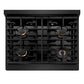 ZLINE Autograph Edition 30 in. 4.2 cu. ft. Paramount Gas Range with 4 Burner Cooktop and Convection Gas Oven in Black Stainless Steel and Polished Gold Accents, Open Box-Good Condition