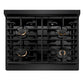 ZLINE Autograph Edition 30 in. 4.2 cu. ft. Paramount Gas Range with 4 Burner Cooktop and Convection Gas Oven in Black Stainless Steel and Polished Gold Accents, Open Box-Great Condition