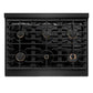ZLINE Autograph Edition 36 in. 5.2 cu. ft. Paramount Gas Range with 6 Burner Cooktop and Convection Gas Oven in Black Stainless Steel and Polished Gold Accents, Open Box-Good Condition