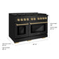 ZLINE Autograph Edition 48 in. 6.7 cu. ft. Paramount Double Oven Gas Range with 8 Burner Cooktop in Black Stainless Steel and Champagne Bronze Accents, Open Box-Good Condition