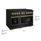 ZLINE Autograph Edition 48 in. 6.7 cu. ft. Paramount Double Oven Gas Range with 8 Burner Cooktop in Black Stainless Steel and Champagne Bronze Accents, Open Box-Great Condition