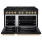 ZLINE Autograph Edition 48 in. 6.7 cu. ft. Paramount Double Oven Gas Range with 8 Burner Cooktop in Black Stainless Steel and Champagne Bronze Accents, Open Box-Great Condition