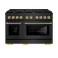 ZLINE Autograph Edition 48 in. 6.7 cu. ft. Paramount Double Oven Gas Range with 8 Burner Cooktop in Black Stainless Steel and Champagne Bronze Accents, Open Box-Good Condition