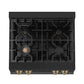 ZLINE Autograph Edition 30 in. Legacy Gas Rangetop with 4 Burners and Porcelain Cooktop in Black Stainless Steel with Champagne Bronze Accents, Open Box-Great Condition