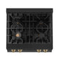 ZLINE Autograph Edition 30 in. Legacy Gas Rangetop with 4 Burners and Porcelain Cooktop in Black Stainless Steel with Champagne Bronze Accents, Open Box-Good Condition