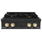 ZLINE Autograph Edition 30 in. Legacy Gas Rangetop with 4 Burners and Porcelain Cooktop in Black Stainless Steel with Polished Gold Accents (RTBZ-30-G) front.
