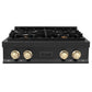 ZLINE Autograph Edition 30 in. Legacy Gas Rangetop with 4 Burners and Porcelain Cooktop in Black Stainless Steel with Polished Gold Accents, Open Box-Good Condition