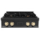 ZLINE Autograph Edition 30 in. Legacy Gas Rangetop with 4 Burners and Porcelain Cooktop in Black Stainless Steel with Polished Gold Accents, Open Box-Great Condition