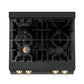 ZLINE Autograph Edition 30 in. Legacy Gas Rangetop with 4 Burners and Porcelain Cooktop in Black Stainless Steel with Polished Gold Accents (RTBZ-30-G) from above, showing cooking surface.
