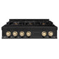 ZLINE Autograph Edition 36 in. Legacy Gas Rangetop with 6 Burners and Porcelain Cooktop in Black Stainless Steel with Polished Gold Accents, Open Box-Good Condition