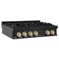 ZLINE Autograph Edition 36 in. Legacy Gas Rangetop with 6 Burners and Porcelain Cooktop in Black Stainless Steel with Polished Gold Accents, Open Box-Great Condition