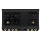 ZLINE Autograph Edition 48 in. Legacy Gas Rangetop with 7 Burners and Porcelain Cooktop in Black Stainless Steel with Polished Gold Accents, Open Box-Good Condition