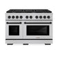 ZLINE Autograph Edition 48 in. 6.7 cu. ft. Paramount Double Oven Gas Range with 8 Burner Cooktop in Satin Stainless Steel and Matte Black Accents, Open Box-Great Condition