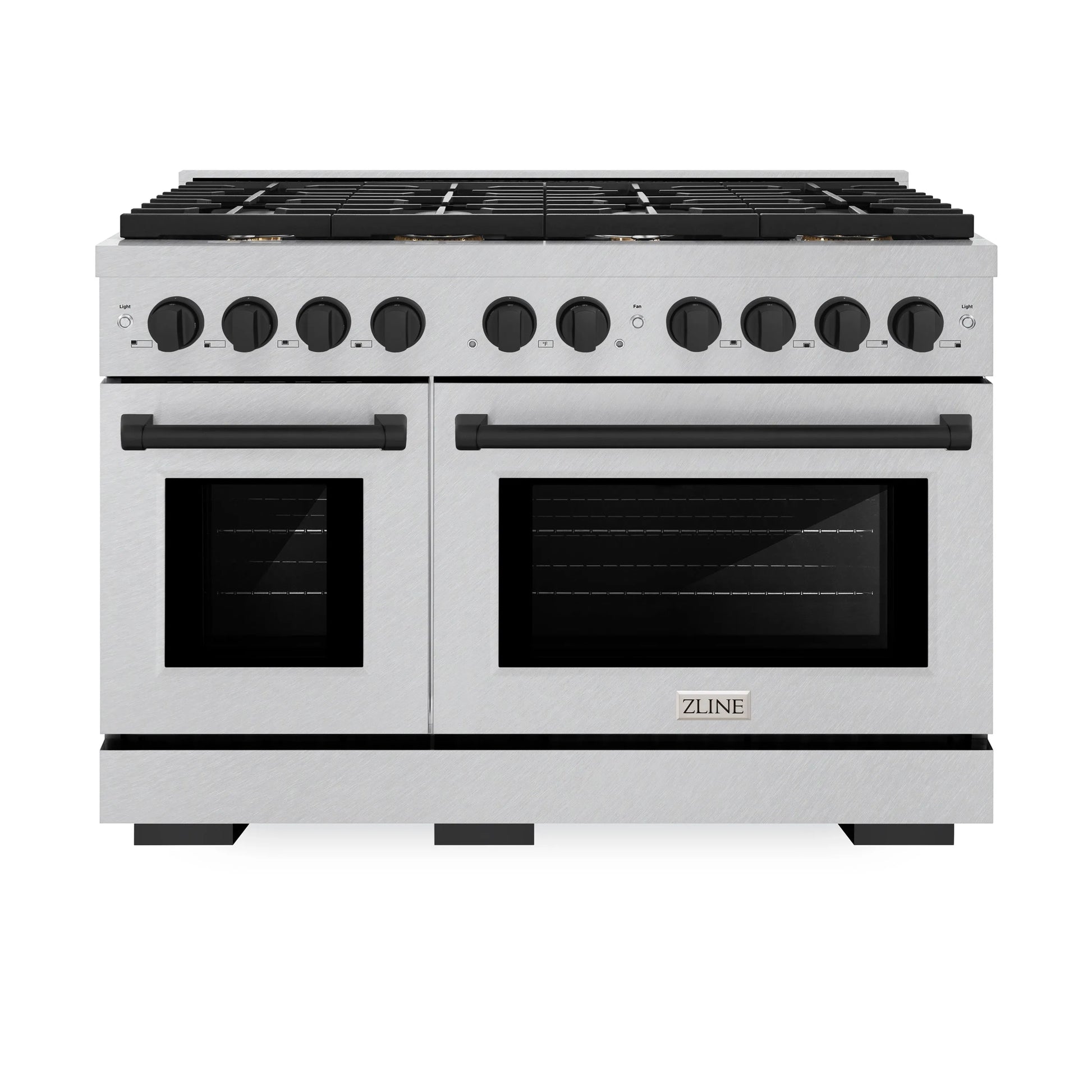 ZLINE Autograph Edition 48 in. 6.7 cu. ft. Paramount Double Oven Gas Range with 8 Burner Cooktop in Satin Stainless Steel and Matte Black Accents, Open Box-Great Condition