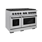ZLINE Autograph Edition 48 in. 6.7 cu. ft. Paramount Double Oven Gas Range with 8 Burner Cooktop in Satin Stainless Steel and Matte Black Accents, Open Box-Great Condition main image.