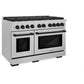 ZLINE Autograph Edition 48 in. 6.7 cu. ft. Paramount Double Oven Gas Range with 8 Burner Cooktop in Satin Stainless Steel and Matte Black Accents (SGRSZ-48-MB) side.