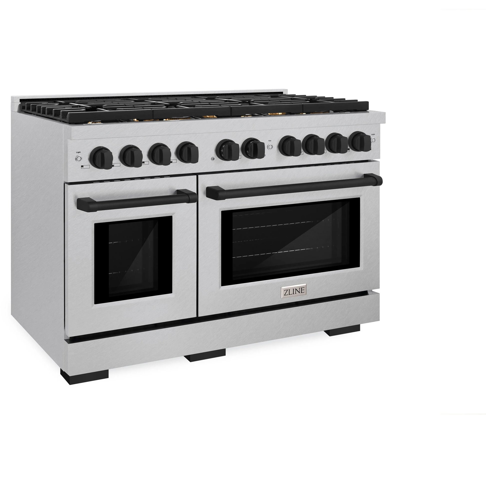 ZLINE Autograph Edition 48 in. 6.7 cu. ft. Paramount Double Oven Gas Range with 8 Burner Cooktop in Satin Stainless Steel and Matte Black Accents, Open Box-Great Condition