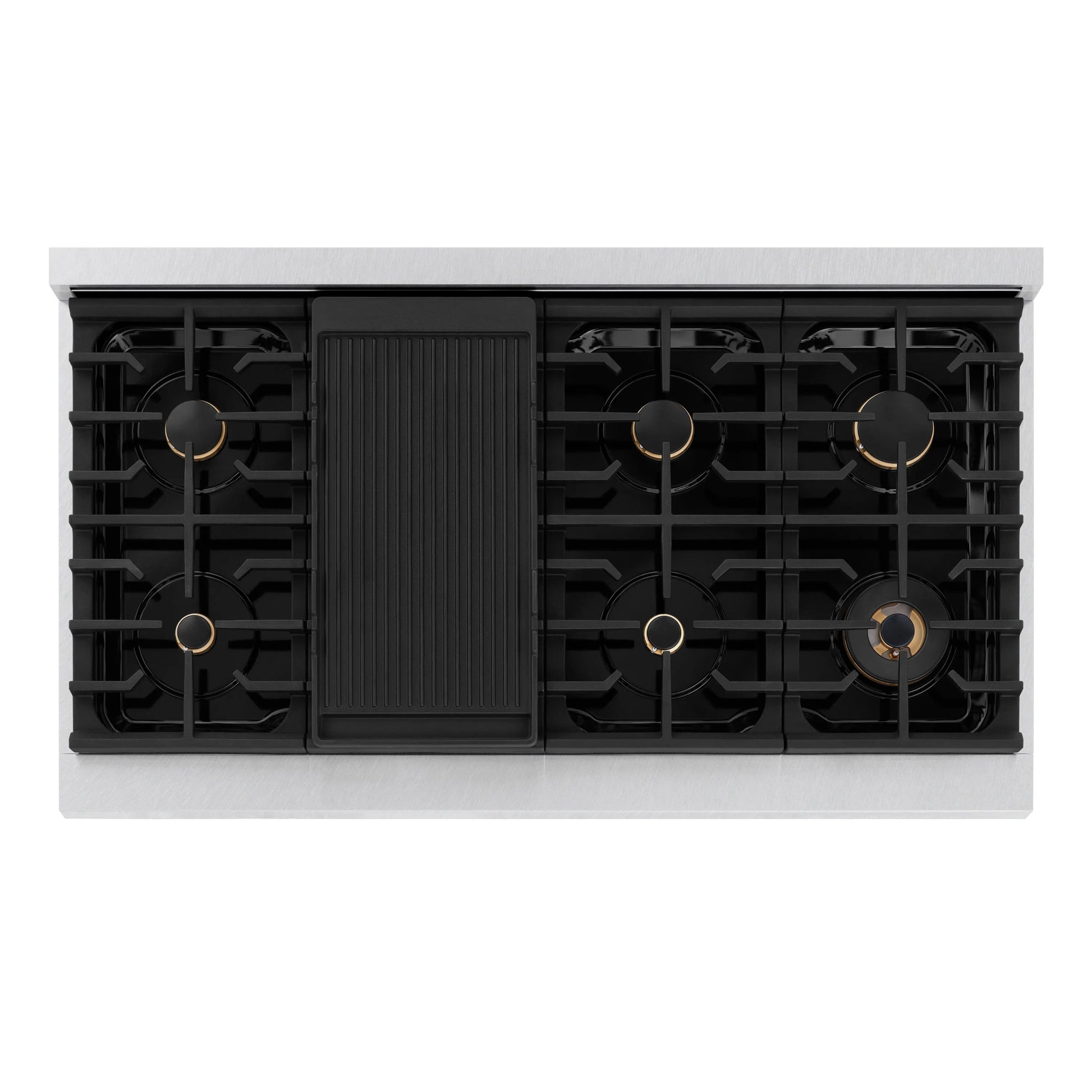 ZLINE Autograph Edition 48 in. 6.7 cu. ft. Paramount Double Oven Gas Range with 8 Burner Cooktop in Satin Stainless Steel and Matte Black Accents, Open Box-Great Condition
