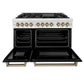 ZLINE Autograph Edition 48 in. 6.0 cu. ft. Legacy Dual Fuel Range with 7 Burner Gas Cooktop and 2 Electric Ovens in Satin Stainless Steel with Black Matte Doors and Champagne Bronze Accents, Open Box-Great Condition