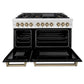 ZLINE Autograph Edition 48 in. 6.0 cu. ft. Legacy Dual Fuel Range with 7 Burner Gas Cooktop and 2 Electric Ovens in Satin Stainless Steel with Black Matte Doors and Champagne Bronze Accents, Open Box-Good Condition