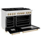 ZLINE Autograph Edition 48 in. 6.0 cu. ft. Legacy Dual Fuel Range with 7 Burner Gas Cooktop and 2 Electric Ovens in Satin Stainless Steel with Black Matte Doors and Polished Gold Accents, Open Box-Good Condition