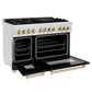 ZLINE Autograph Edition 48 in. 6.0 cu. ft. Legacy Dual Fuel Range with 7 Burner Gas Cooktop and 2 Electric Ovens in Satin Stainless Steel with Black Matte Doors and Polished Gold Accents, Open Box-Great Condition