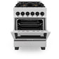 ZLINE Autograph Edition 24 in. 2.8 cu. ft. Legacy Dual Fuel Range with 4 Burner Gas Cooktop and Electric Convection Oven in Satin Stainless Steel and Matte Black Accents, Open Box-Good Condition