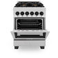 ZLINE Autograph Edition 24 in. 2.8 cu. ft. Legacy Dual Fuel Range with 4 Burner Gas Cooktop and Electric Convection Oven in Satin Stainless Steel and Matte Black Accents, Open Box-Great Condition