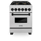 ZLINE Autograph Edition 24 in. 2.8 cu. ft. Legacy Dual Fuel Range with 4 Burner Gas Cooktop and Electric Convection Oven in Satin Stainless Steel and Matte Black Accents, Open Box-Good Condition