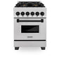 ZLINE Autograph Edition 24 in. 2.8 cu. ft. Legacy Dual Fuel Range with 4 Burner Gas Cooktop and Electric Convection Oven in Satin Stainless Steel and Matte Black Accents, Open Box-Great Condition