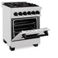 ZLINE Autograph Edition 24 in. 2.8 cu. ft. Legacy Dual Fuel Range with 4 Burner Gas Cooktop and Electric Convection Oven in Satin Stainless Steel and Matte Black Accents, Open Box-Good Condition