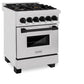ZLINE Autograph Edition 24 in. 2.8 cu. ft. Legacy Dual Fuel Range with 4 Burner Gas Cooktop and Electric Convection Oven in Satin Stainless Steel and Matte Black Accents, Open Box-Good Condition