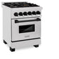 ZLINE Autograph Edition 24 in. 2.8 cu. ft. Legacy Dual Fuel Range with 4 Burner Gas Cooktop and Electric Convection Oven in Satin Stainless Steel and Matte Black Accents, Open Box-Great Condition