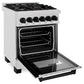 ZLINE Autograph Edition 24 in. 2.8 cu. ft. Legacy Dual Fuel Range with 4 Burner Gas Cooktop and Electric Convection Oven in Satin Stainless Steel and Matte Black Accents, Open Box-Good Condition