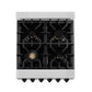 ZLINE Autograph Edition 24 in. 2.8 cu. ft. Legacy Dual Fuel Range with 4 Burner Gas Cooktop and Electric Convection Oven in Satin Stainless Steel and Matte Black Accents, Open Box-Good Condition
