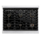 ZLINE Autograph Edition 36 in. 5.2 cu. ft. Paramount Dual Fuel Range with 6 Burner Gas Cooktop and Electric Convection Oven in Satin Stainless Steel with Black Matte Door and Polished Gold Accents, Open Box-Good Condition