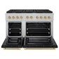 ZLINE Autograph Edition 48 in. 6.7 cu. ft. Paramount Double Oven Dual Fuel Range with 8 Burner Gas Cooktop in Satin Stainless Steel with Black Matte Doors and Champagne Bronze Accents, Open Box-Great Condition