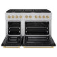ZLINE Autograph Edition 48 in. 6.7 cu. ft. Paramount Double Oven Dual Fuel Range with 8 Burner Gas Cooktop in Satin Stainless Steel with Black Matte Doors and Champagne Bronze Accents, Open Box-Good Condition