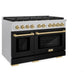 ZLINE Autograph Edition 48 in. 6.7 cu. ft. Paramount Double Oven Dual Fuel Range with 8 Burner Gas Cooktop in Satin Stainless Steel with Black Matte Doors and Champagne Bronze Accents (SDRSZ-BLM-48-CB) side.
