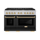 ZLINE Autograph Edition 48 in. 6.7 cu. ft. Paramount Double Oven Dual Fuel Range with 8 Burner Gas Cooktop in Satin Stainless Steel with Black Matte Doors and Polished Gold Accents, Open Box-Great Condition