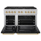 ZLINE Autograph Edition 48 in. 6.7 cu. ft. Paramount Double Oven Dual Fuel Range with 8 Burner Gas Cooktop in Satin Stainless Steel with Black Matte Doors and Polished Gold Accents, Open Box-Great Condition